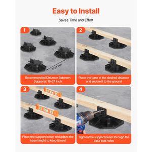 12 Pezzi Supporti per Pavimentazione con Capacità di Carico 2000 libbre, Altezza 1.18-2.36 Pollici, Piedistalli in Plastica per Sollevamento Piastrelle e Decking - Product Image 5