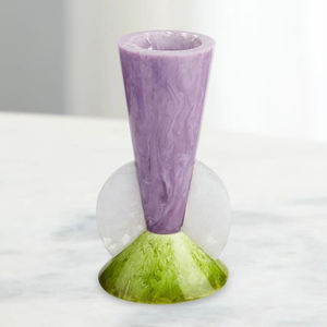 Vase en résine fait main, finition brillante violette et verte, forme ronde, design traditionnel pour l'affichage floral, décoration du Nouvel An chinois - Product Image 6