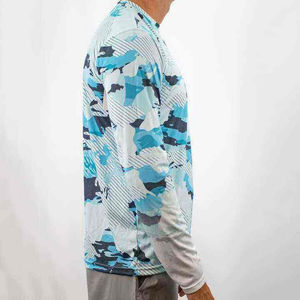 เสื้อเชิ้ตตกปลาแขนยาวลายพรางสำหรับผู้ชาย แห้งเร็ว ผลิตจากโพลีเอสเตอร์ ทรงสปอร์ต คอกลม ทรงปกติ พิมพ์ลายแบบซับลิเมชั่น - Product Image 2