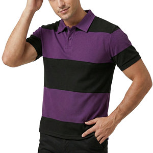 Chemise polo en piqué pour homme avec logo personnalisé, rayures horizontales, respirante, manches courtes, vêtements décontractés d'été, vente en gros de chemises polo - Product Image 1