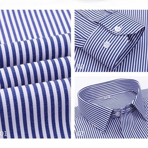 Chemise habillée à manches longues pour homme, 60% polyester 40% coton, couleur unie, style professionnel, chemise formelle à rayures boutonnée pour le bureau - Product Image 6