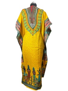 Robe Dashiki Africaine Grande Taille pour Femme, Imprimé Ankara Traditionnel, Coton Ample, Longue Kaftan de Luxe Jaune Bohème Maxi – Vente en Gros - Product Image 2
