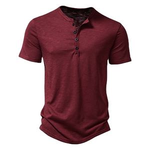 <b>Men's</b> High Quality 100% Cotton <b>for</b> Polo T-<b>Shirt</b> Short Sleeve 180 Grams Solid Color Summer Casual <b>Henley</b> Collar Clothing - Product Image 1