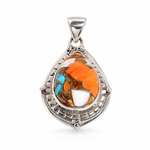 Pendentif Goutte d'Eau en Turquoise Naturelle, Argent Sterling 925, Fait Main, Style Bohème, Bijou Fantaisie en Pierre Précieuse, Cadeau pour Femme, Unisexe, Elle - Product Image 1