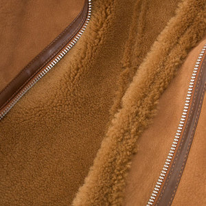 Women's Shearling Motorcycle <b>Jacket</b> With Fur Trim Zipper Closure Winter Warm <b>Biker</b> Style Full Sleeve <b>Suede</b> Coat - Product Image 5