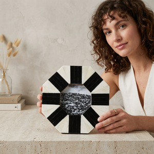 Modern Geometric Abstract Resin <b>Photo</b> <b>Frame</b> <b>Black</b> and White Handmade DIY for Tabletop and Wall Hanging - Product Image 1