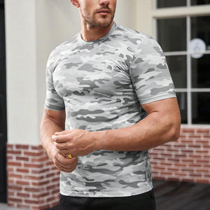 Camiseta de algodón con camuflaje para hombre, manga corta, estilo deportivo para exteriores, caza, con logo personalizado impreso, venta al por mayor - Product Image 1