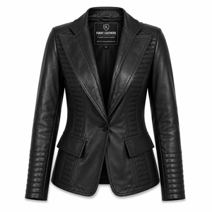 Veste de motard en cuir de vache noir Selina, style motard, fermeture éclair, col ouvert, couleur unie, coupe-vent, en cuir véritable - Product Image 1