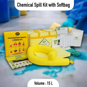 15L Portable Chemical Spill Kit Soft Bag Hazmat Absorbent Pads & Socks PPE for Acid/Liquid Spill Industrial Use - Product Image 2