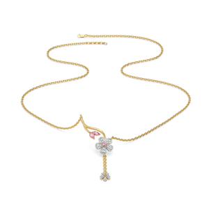 Collar con Colgante de Flor Romántica, Chapado en Oro de 18K, Diamante de Corte Brillante Redondo, Cadena de Serpiente para Mujer, Uso Diario - Product Image 2