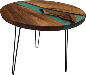 Taburete Redondo de Madera y Resina Epoxi, Tamaño Personalizado para Dormitorio y Sala de Estar, Mesa Auxiliar para el Hogar, Superventas - Product Image 6