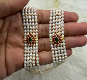 Multi Strand Freshwater <b>Pearl</b> Necklace Layered <b>Pearl</b> Choker Bridal Statement Jewelry <b>Set</b> Custom Wholesale B2B Supply - Product Image 3
