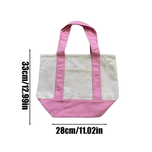 Canvas Tote <b>Bags</b> Water Resistant England Style Solid Color Shoulder Strap All Seasons Daily Use Medium Size <b>White</b> Polyester - Product Image 4