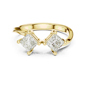 18K Solid Gold Lab grown Diamond Toi Et Moi <b>Twin</b> Princess Cut Unisex Engagement Ring E Color Four Prong Bypass - Product Image 1
