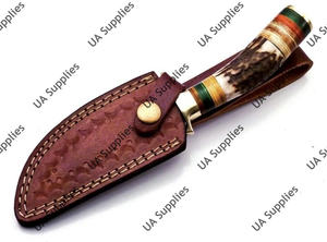 Cuchillo de bolsillo multiusos ligero de acero de Damasco de 6 pulgadas con cuerno de ciervo, personalizable al por mayor OEM/ODM para camping y bricolaje - Product Image 6