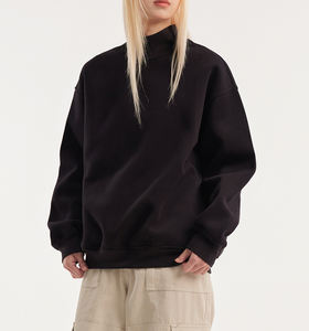 Sudadera Casual de Cuello Alto y Hombros Descubiertos para Mujer, Cálida, 80/20 Algodón y Felpa, para Invierno, con Logotipo - Product Image 3