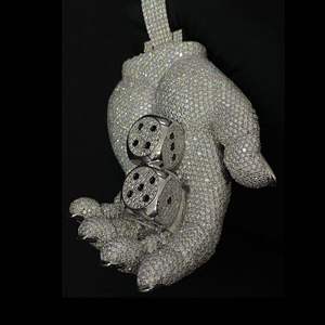Pendentif en argent 925 avec moissanite, breloque en forme de dés, micro-incrustation plaqué or, bijoux unisexe, personnalisable OEM - Product Image 2