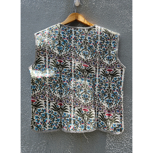 Chaqueta de algodón acolchada floral blanca, reversible, con botones al frente, abrigo de invierno para mujer, ropa exterior tejida a mano, regalo para ella. - Product Image 6