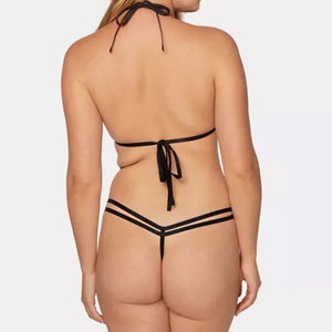 Ensemble de lingerie noire en dentelle pour femmes avec design ajouré et détails en nœuds, lingerie sexy pour femmes de qualité supérieure - Product Image 2