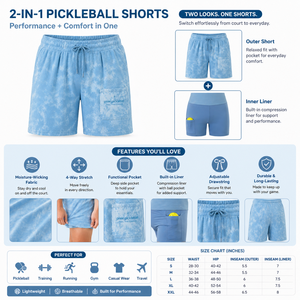 Shorts de pickleball 2 en 1 avec doublure intérieure, cordon de serrage réglable, respirant, séchage rapide, extensible dans quatre directions, avec poches pour balles - Product Image 4