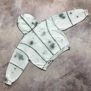 Sweat à capuche streetwear vintage personnalisé effet soleil délavé, double couche, déchiré, délavé à l'acide, gris 500, 100% coton brodé - Product Image 6