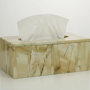 Elegante Portapañuelos de Mármol Ónix de Lujo, Decorativo para Hogar u Oficina, Diseño de Piedra Premium - Product Image 1