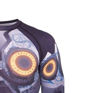 INDEX Men's <b>Long</b> <b>Sleeve</b> <b>Compression</b> <b>Shirt</b> 3D Printed Robot Design Quick Dry Slim Fit O-Neck Sporty Style - Product Image 4