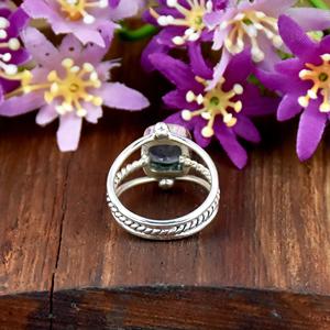Natural Blue Topaz Ring 925 Sterling Silver Cushion Gemstone Triple Rope Band Twisted Birthstone Ring Perfect <b>Gift</b> <b>for</b> <b>Her</b> - Product Image 6