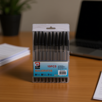 Stylos à bille en plastique noir Modèle 04519 pour usage au bureau et à l'école Fabriqué en Chine