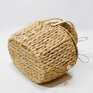Round Water Hyacinth Handmade Eco-Friendly Picnic <b>Basket</b> with Lid <b>Storage</b> <b>Baskets</b> for Outdoor Camping Picnicking - Product Image 6