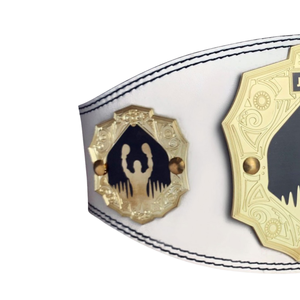 Cinturón de Campeonato Blanco Personalizable con Placas Doradas, Cinturón de Título de Campeón de Boxeo, Diseño de Trofeos JC - Product Image 3