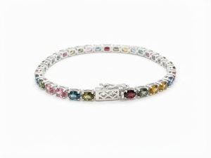 Pulsera de tenis de plata de ley 925 para mujer con gemas de corte ovalado multicolor de alta calidad, joyería fina de moda, regalo Gigli Rigli Gems - Product Image 4