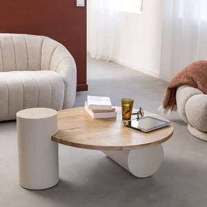 Table basse ronde Vandana Nimbus Elara en bois effet béton et bois d'acacia - Product Image 1