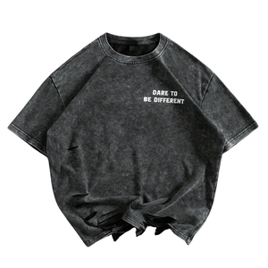 T-shirt pour homme en coton 100% délavé et vieilli, manches courtes raglan, col rond, streetwear, imprimé graphique, écologique, séchage rapide, coupe ample - Product Image 1