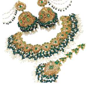 Collier de perles élégant, ensembles de bijoux fantaisie plaqués or, collection de bijoux de mariée et de fiançailles pour femmes - Product Image 3