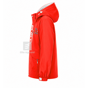 Veste coupe-vent et imperméable personnalisée Delta Sigma Theta Sorority, rouge et blanche, en polyester, manches longues, fermeture éclair sur le devant, logo brodé - Product Image 4