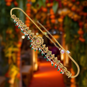 Bijou de corps traditionnel en perles et pierres de temple Pota, style Kamarband, pour mariages et occasions festives - 10575567PGR - Product Image 3