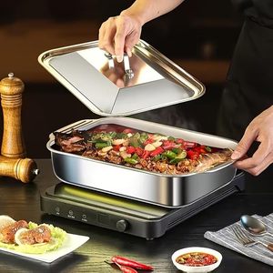 Stainless Steel Serving Tray with Lid Deep Heavy Duty Buffet Hotel Pan, Food Grade Steam <b>Table</b> Pan - Product Image 5