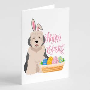 Old English Sheepdog Whimsical <b>Easter</b> Greeting <b>Cards</b> <b>Pack</b> of 8 A7 Size 5x7 Blank Note <b>Cards</b> with Envelopes - Product Image 1