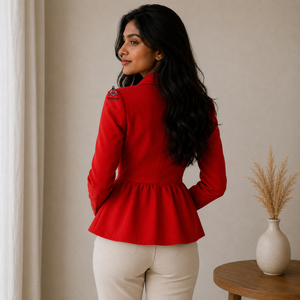 Vêtement grec d'honneur maçonnique pour femme, avec ourlet peplum, bouton unique, coupe classique, manches longues, élégant - Product Image 4