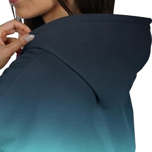 Sweat à capuche douillet et ample pour femme, en polaire imprimée, avec poches en polaire, ourlet droit, manches côtelées et devant tombant, idéal pour l'hiver - Product Image 5