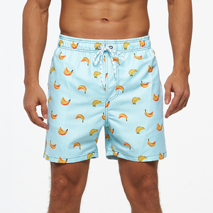 Shorts de bain pour hommes en coton 100% respirant de haute qualité, taille mi-haute avec cordon de serrage, séchage rapide, avec poches, style décontracté - Product Image 4
