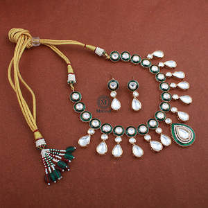 Akira Polki Designer Gold-Plated Zircon Necklace & Earring Set for Wedding & Festival - Product Image 1