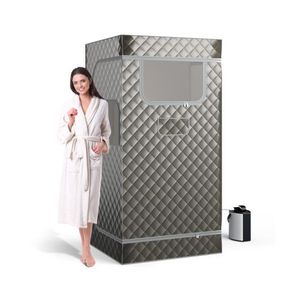 Sauna a Vapore Portatile per Casa con Generatore di Vapore da 3L con Telecomando, Massaggiatore per Piedi in Legno e Sedia Pieghevole, Inclusa Coperta per Sauna - Product Image 5