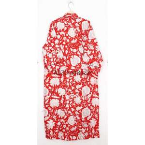 Vestido Largo Clásico de Mujer para Primavera/Verano, Hecho a Mano, 100% Algodón, Estampado Floral, Cuello en V, Manga Larga, Transpirable, con Cierre de Cordón - Product Image 6