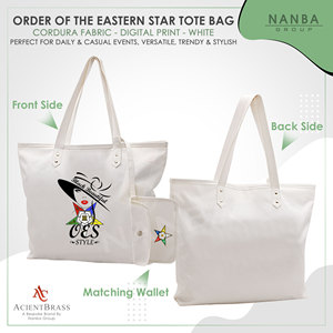 Sac fourre-tout blanc style OES Eastern Star Si-star, élégant et chic, pour les réunions de chapitre Eastern Star - Product Image 2