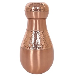 Metal Wave Sustainable Modern Design Barware Semi-Hammered Natural Copper <b>Bottle</b> Matt Finish Including Direct Drinking Cap - Product Image 1