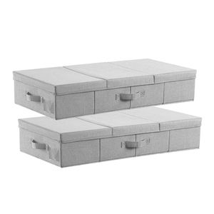 Large 48L Underbed <b>Clothes</b> <b>Storage</b> Containers 31.7 X 15.9 X 6.1 Inch Low Profile Gray Metal Lids for Bed - Product Image 3