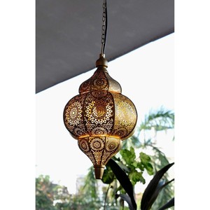 Handcrafted Walnut Wood Ornate Mughal-Inspired <b>Lantern</b> with <b>Brass</b> Fretwork - Wholesale - Product Image 4