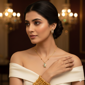 Collar de Oro Antiguo de 22K con Sello BIS - Joyería India Tradicional Hecha a Mano en AU916 - Product Image 1